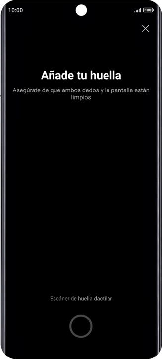 Sigue las indicaciones de la pantalla para crear una huella digital como código de seguridad.
