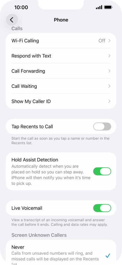 Press the indicator next to 