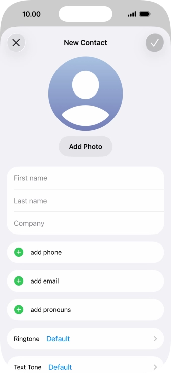 Press First name and key in the first name.