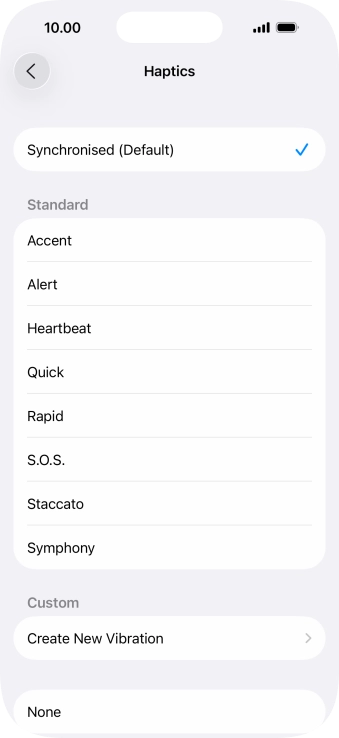 Press the required setting to turn on the function.