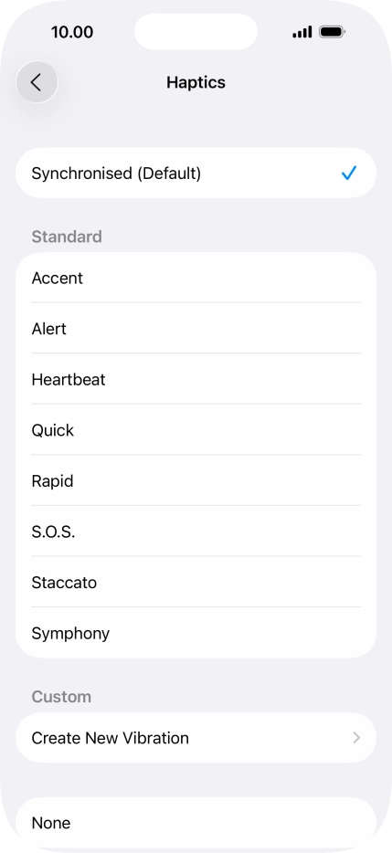 Press the required setting to turn on the function.