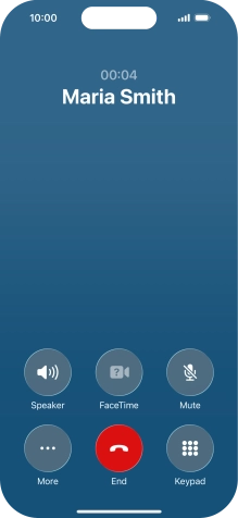Press the end call icon to end the call and return to the home screen.