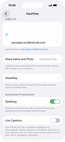 Press the required setting below 