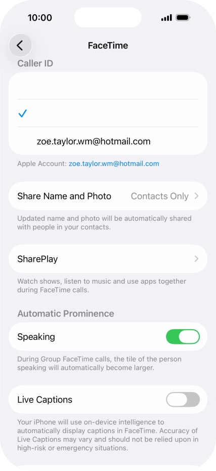 Press the required setting below 