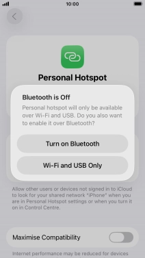 If Wi-Fi is turned on, press Wi-Fi and USB Only.