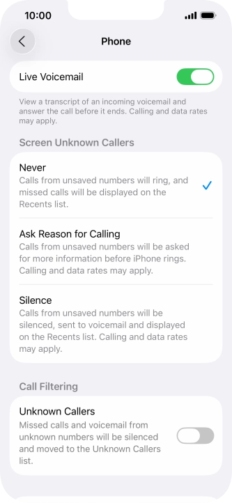 Press the indicator next to 