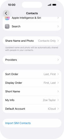 Press Import SIM Contacts.