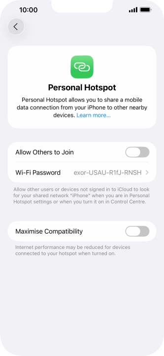Press Wi-Fi Password and key in the required password.