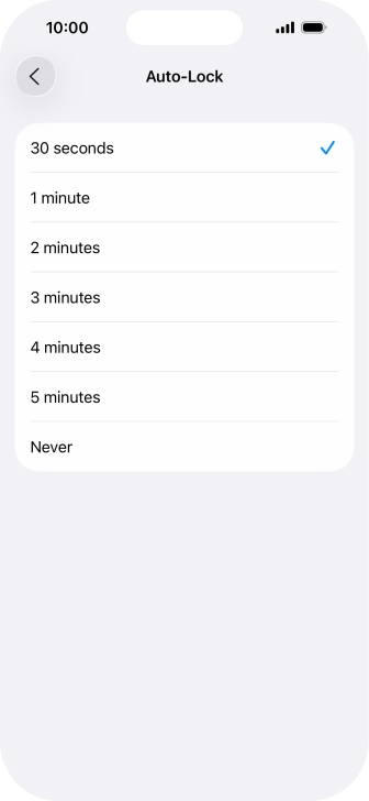 Press the required setting.