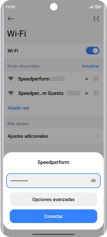 Introduce la contraseña de la red wifi y pulsa Conectar.
