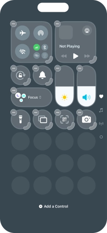 Press Add a Control and follow the instructions on the screen to add the required function to Control Centre.