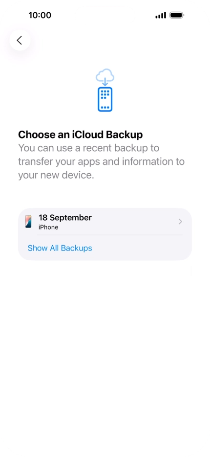 Press the required backup and your phone restores the content of the selected backup. Subsequently, follow the instructions on the screen to set up your phone and prepare it for use.