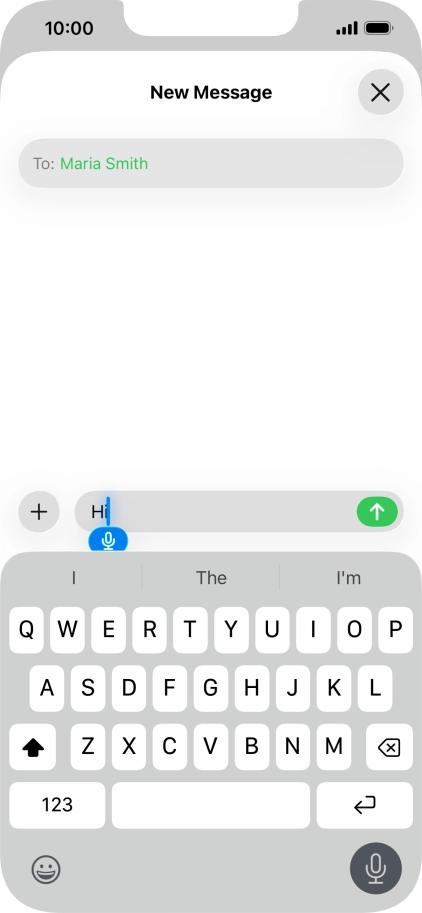 Press the microphone icon to end dictation.