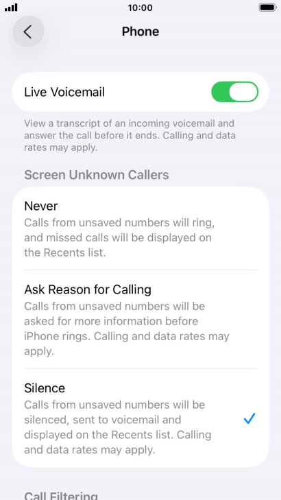 Press the indicator next to 