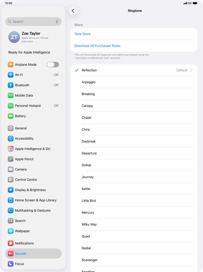 Press the required ring tones to hear them.