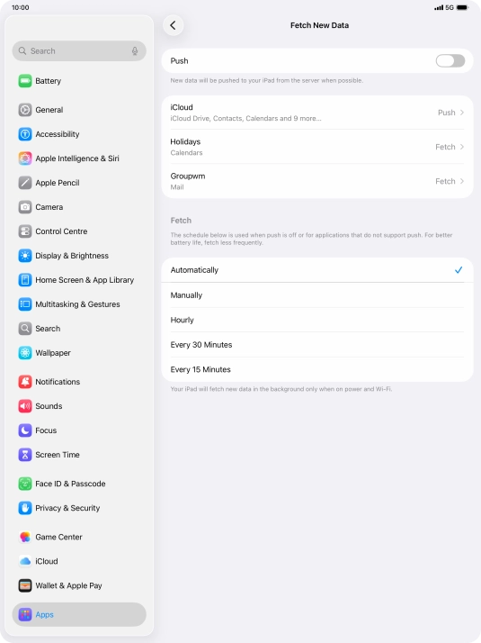 If you turn off the function, press the required setting.