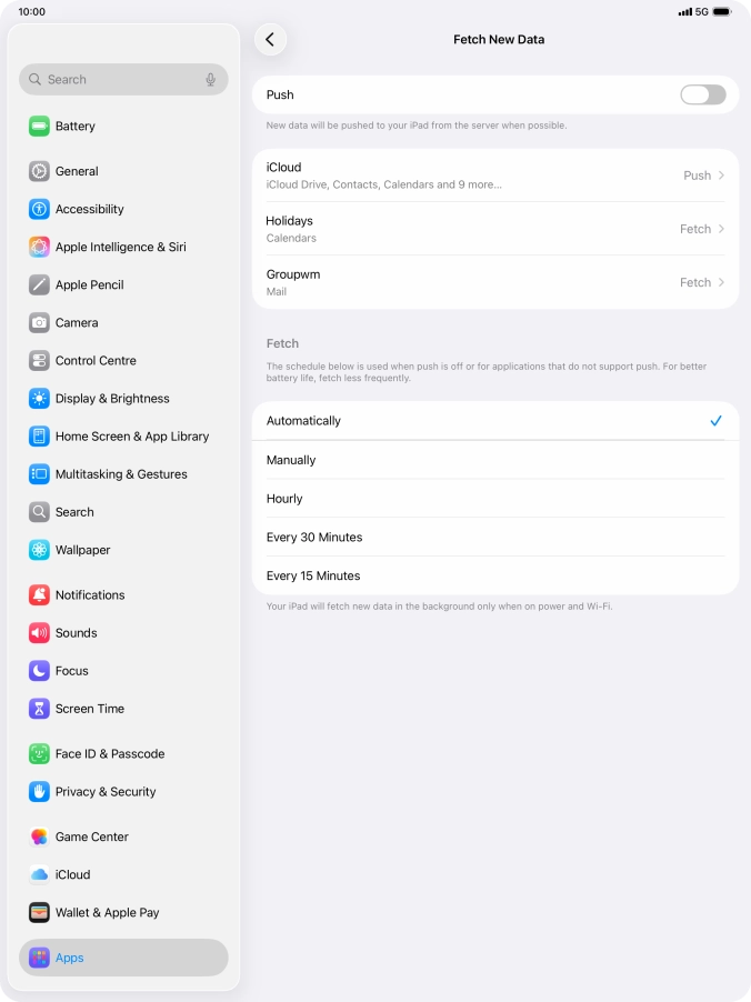If you turn off the function, press the required setting.