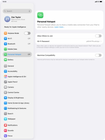 Press Wi-Fi Password and key in the required password.