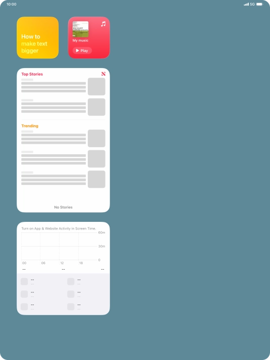 Slide your finger up or down on the screen to see more widgets.