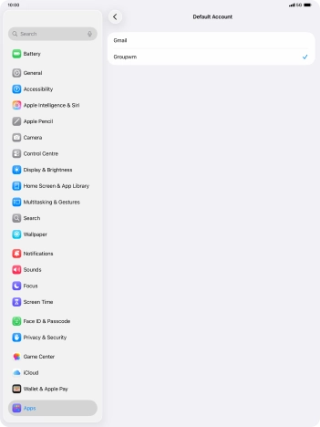 Press the required email account to select the email account as your default account.