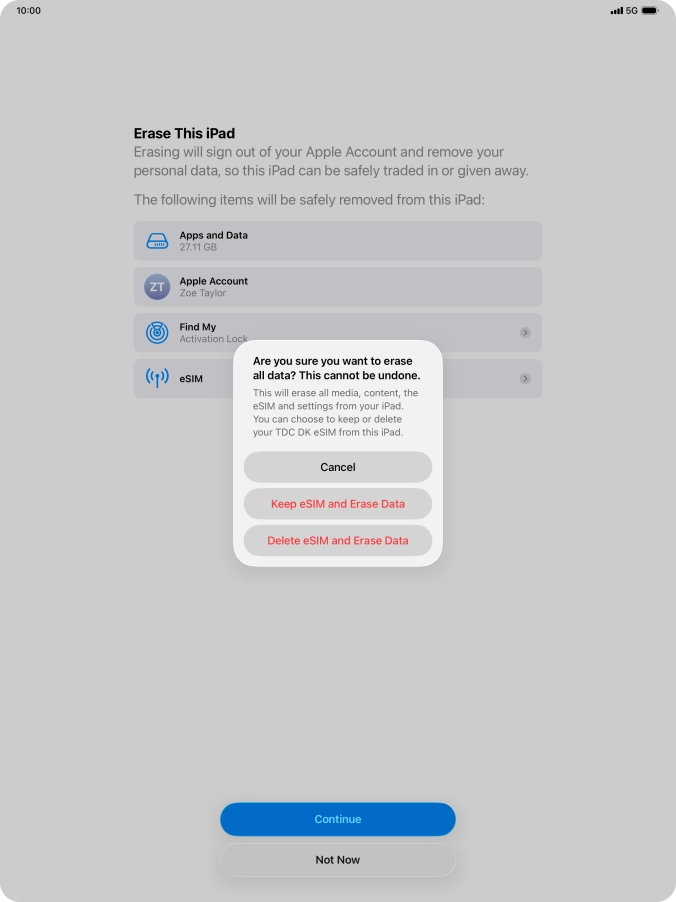 Press the required setting.