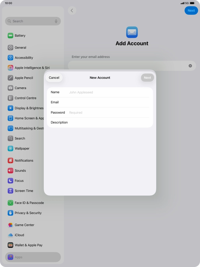 Press Name and key in the required sender name.