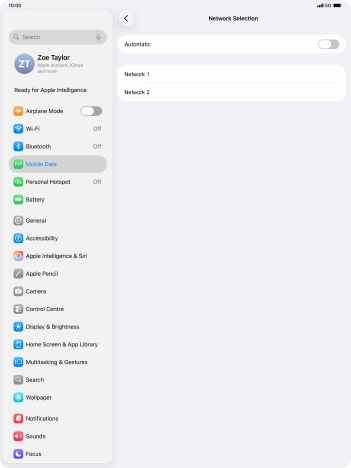 If you turn off the function, press the required network.
