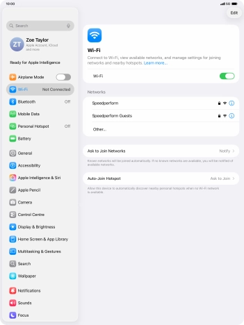 Press the required Wi-Fi network and key in the password for the Wi-Fi network.