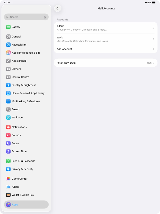 Press the required email account.