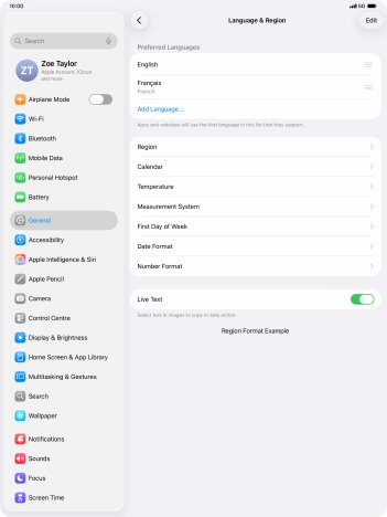 To subsequently select another language as the default language, press the move icon next to the required language and drag it to the top of the list.