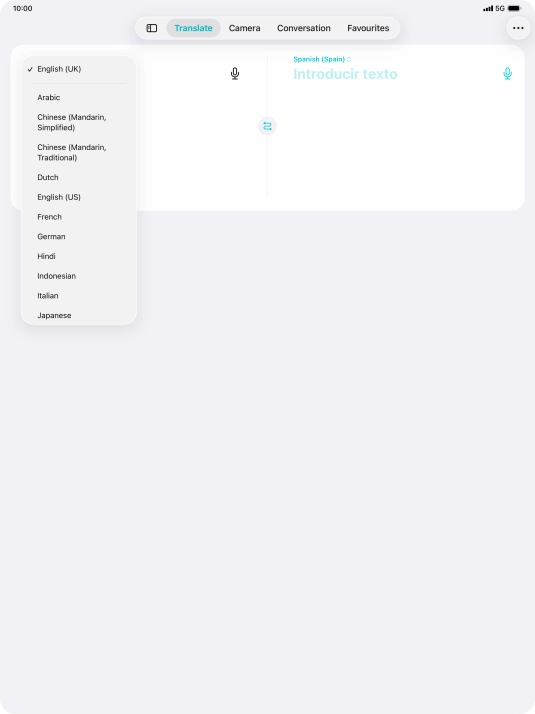 Press the required source language.