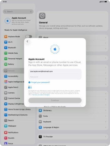 Press Password and key in the password for your Apple Account.