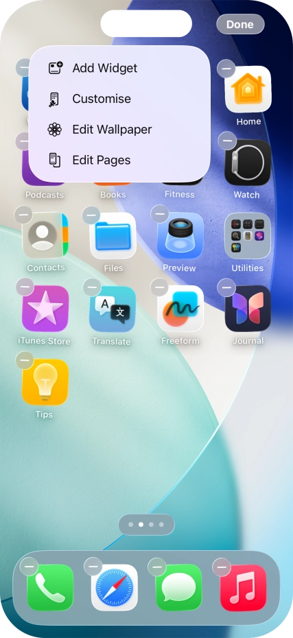 Press Customise.