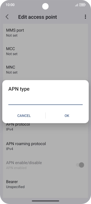 Key in default and press OK.