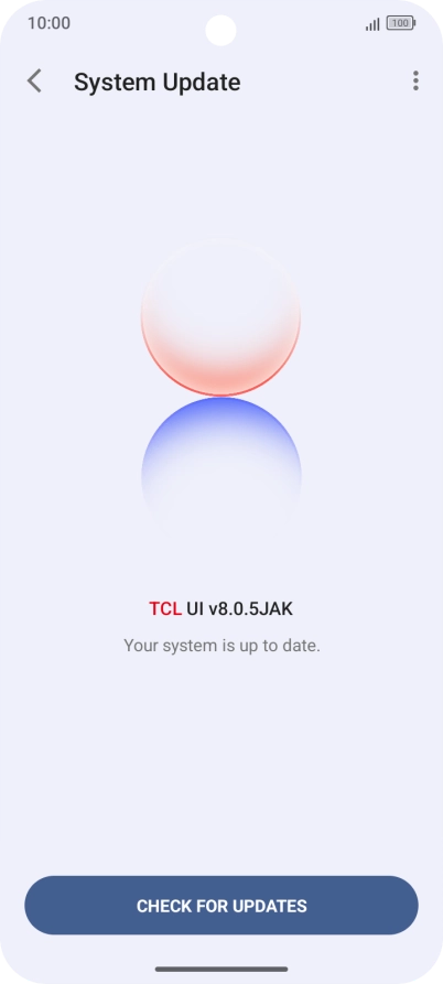 Press CHECK FOR UPDATES. If a new software version is available, it's displayed. Follow the instructions on the screen to update the phone software.