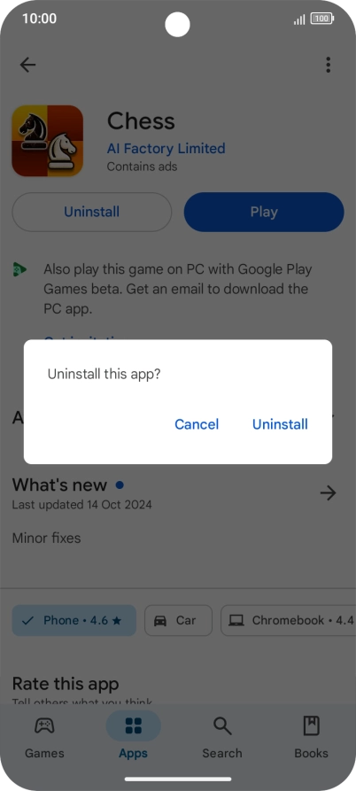 Press Uninstall.