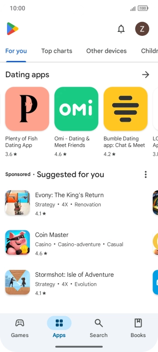 Press the profile icon.