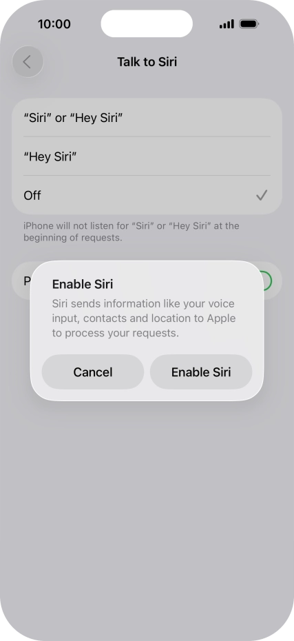 Press Enable Siri.
