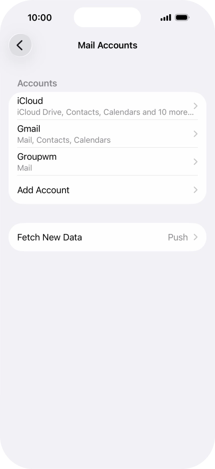 Press the name of the email account you've just set up.