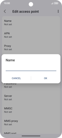 Key in Vodafone Internet and press OK.
