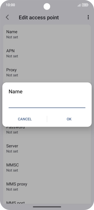 Key in Vodafone Internet and press OK.