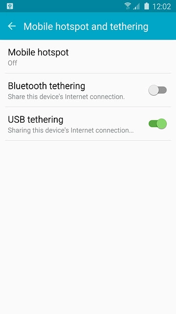 Press USB tethering until the function is turned on.