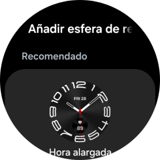 Desliza el dedo hacia arriba o hacia abajo para ver las esferas disponibles.