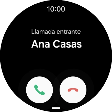 Pulsa el icono de responder llamadas y desliza el dedo hacia arriba para contestar la llamada.
