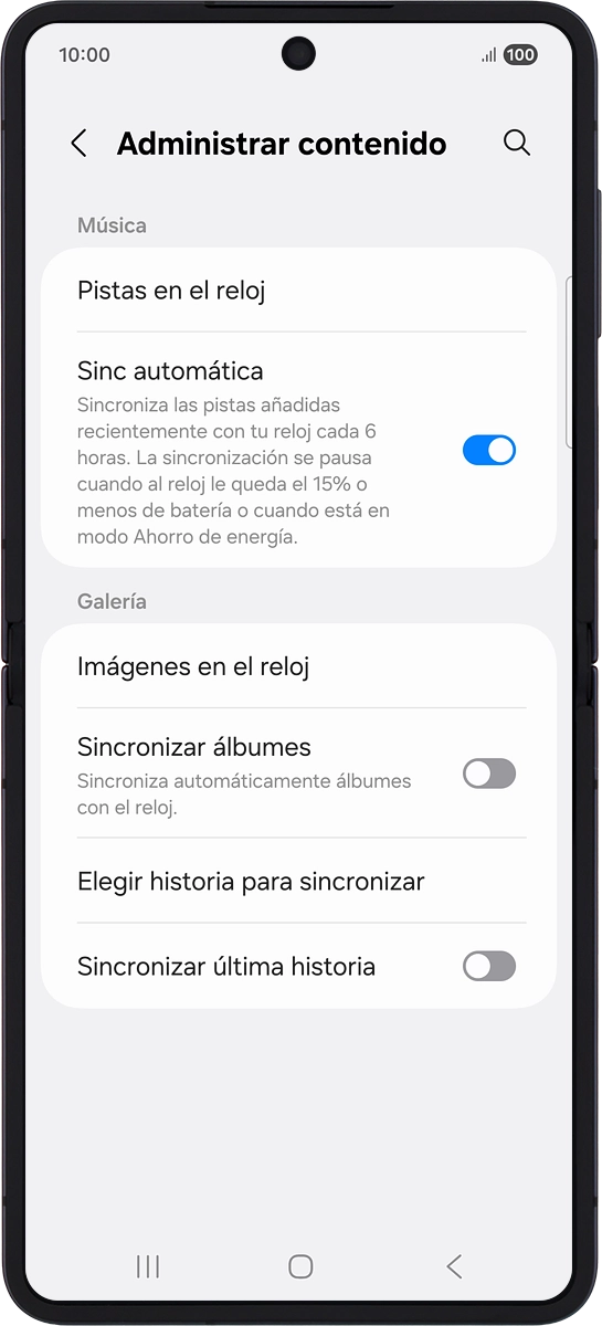 En el teléfono: Pulsa Pistas en el reloj.