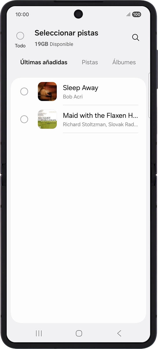 En el teléfono: Pulsa los archivos de música deseados para seleccionarlos.