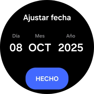 Desliza el dedo hacia arriba o hacia abajo por la pantalla para ajustar la fecha deseada.
