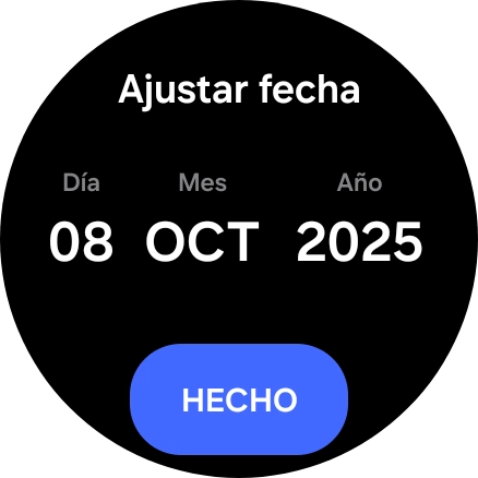 Desliza el dedo hacia arriba o hacia abajo por la pantalla para ajustar la fecha deseada.