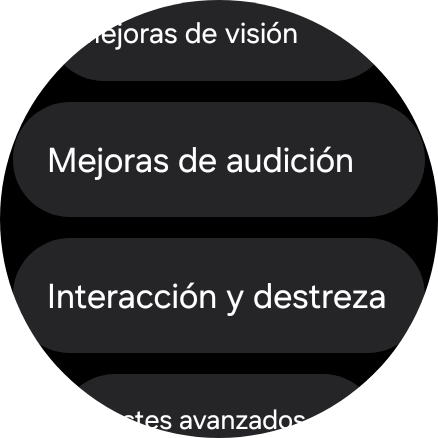 Pulsa Mejoras de audición y sigue las indicaciones de la pantalla para seleccionar los ajustes deseados.