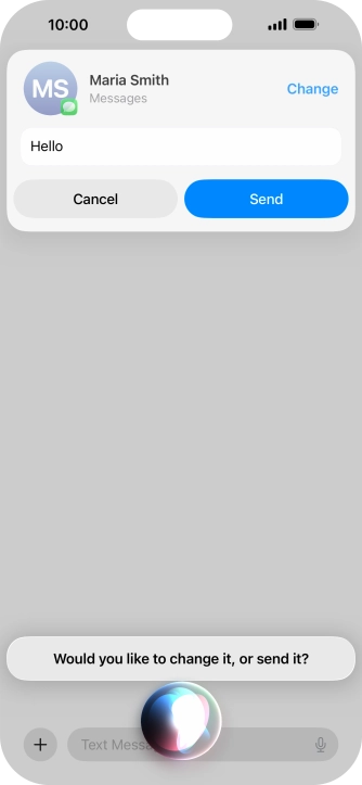 If an app is open on your phone, such as Messages, you can also use the functions available here, e.g.: REPLY [text].